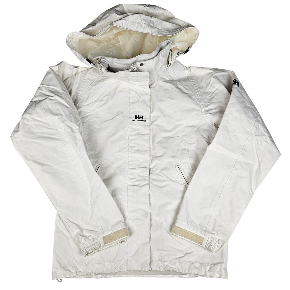 Helly Hansen Helly Tech Women's XS Off White Waterproof Hooded Rain Jacket Coat